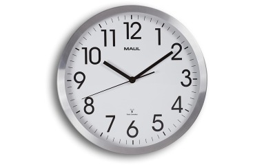 Horloge murale MAULmove RC Ø305x45mm aluminium/blanc avec pile