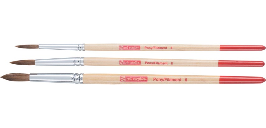 Talens Art Creation aquarelpenselenset ponyhaar en polyester, set met 3 penselen
