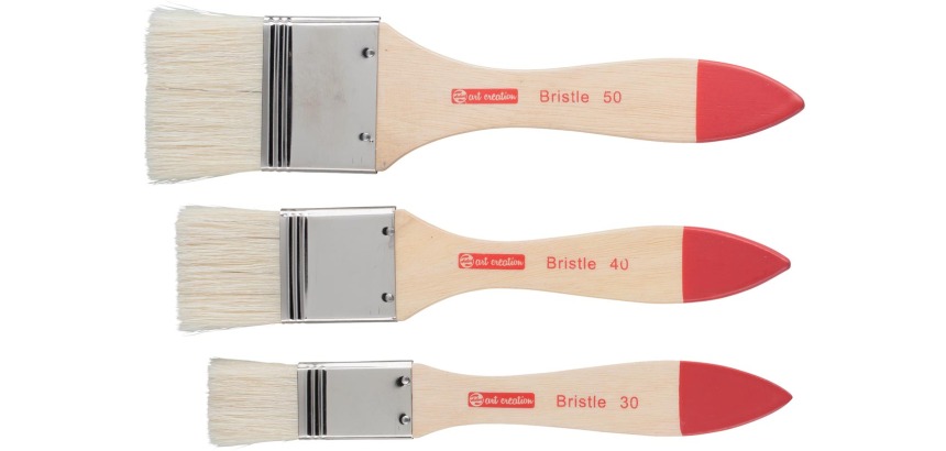 Talens Art Creation set of hog bristle brushes, set of 3 flat brushes