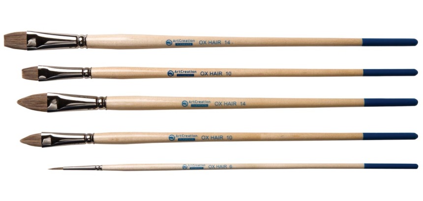 Talens Art Creation flacher und runder Pinselset aus Rinderohren-Haar, 5er Pinselset