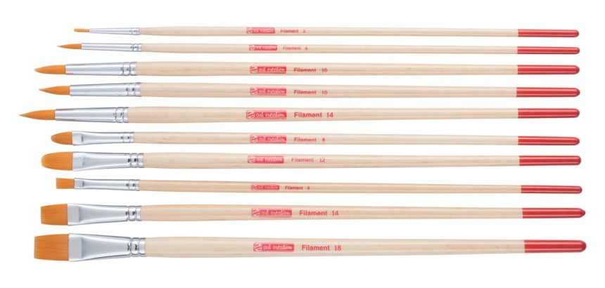 Talens Art Creation set de pinceau ronde et plat en polyestre, set de 10 pinceaux