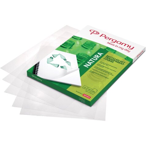 Pergamy omslagen, ft A4, gerecycleerde PET, 200 micreon, pak van 100 stuks, transparant