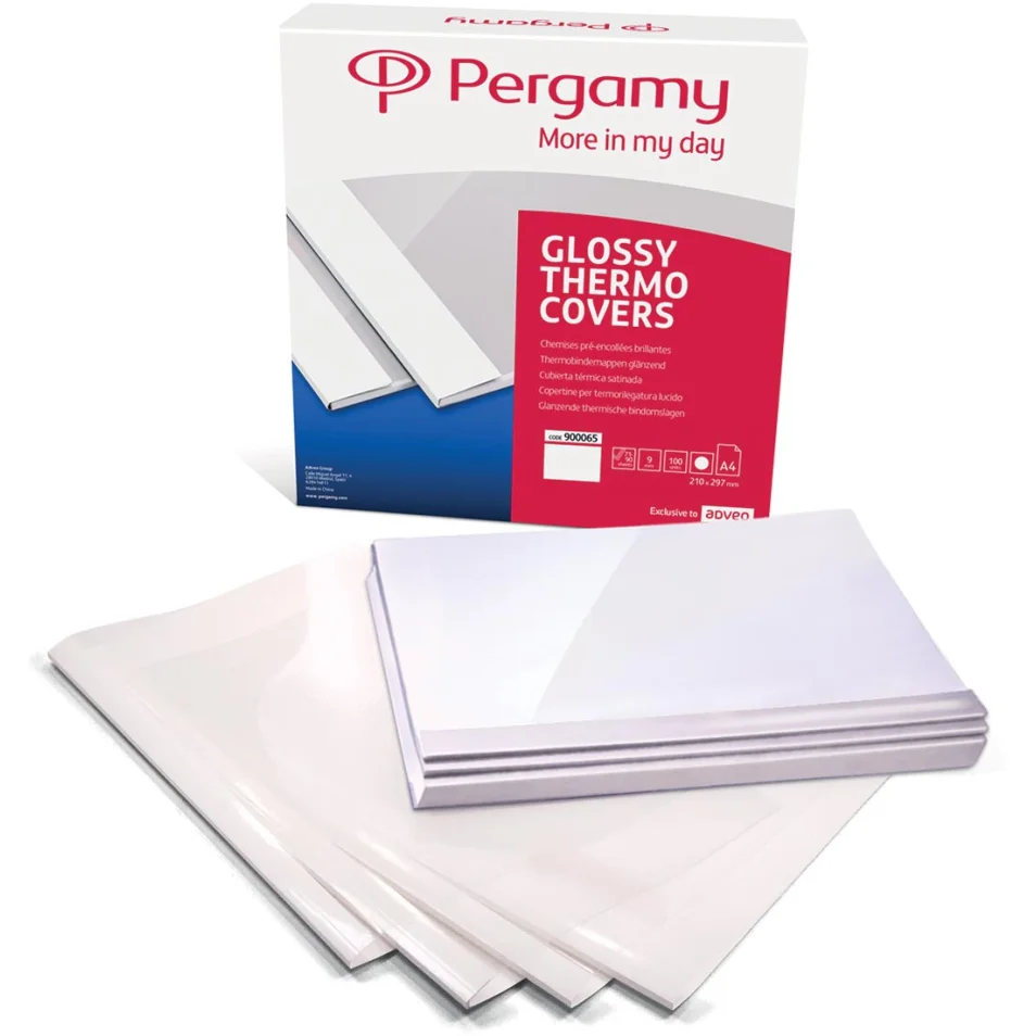 Pergamy couvertures thermiques ft A4, 1,5 mm, paquet de 100 pièces, bleu,  grain cuir