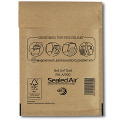 Mail Lite enveloppes à bulles d'air, or, A/000, 110 x 160 mm, boîte de 200 pièces