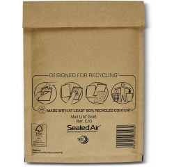 Mail Lite luchtkussenenveloppen, goud, C/0, 150 x 210 mm, doos van 200 stuks