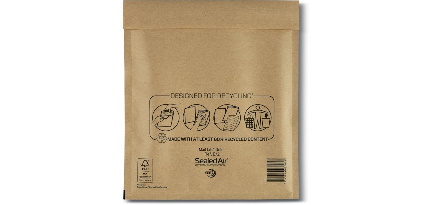Mail Lite gold bubble envelopes, E/2, 220 x 260 mm, box of 200 pieces
