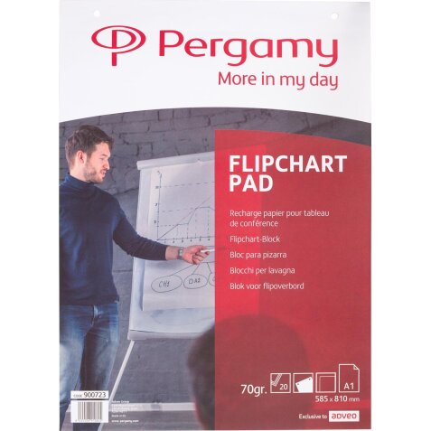 Pergamy bloc pour tableau de conférence ft A1 (58,5 x 81 cm), blanco, paquet de 20 feuilles