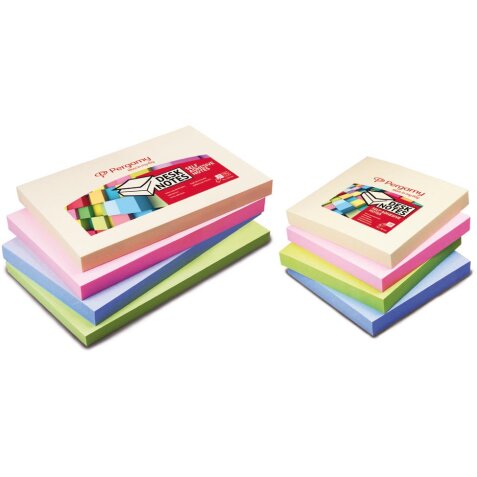 Pergamy notes, ft 76 x 127 mm, 4 couleurs assorties pastel, paquet de 12 blocs