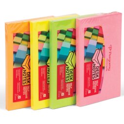 Pergamy notes, ft 76 x 127 mm, 4 geassorteerde neon kleuren, pak van 12 blokken