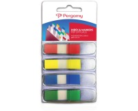 Pergamy index ft 45 x 12 mm, blister van 4 geassorteerde klassieke kleuren, met dispenser