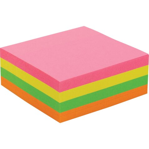 Pergamy jumbo notes, ft 76 x 76 mm, 320 vel, geassorteerde neonkleuren