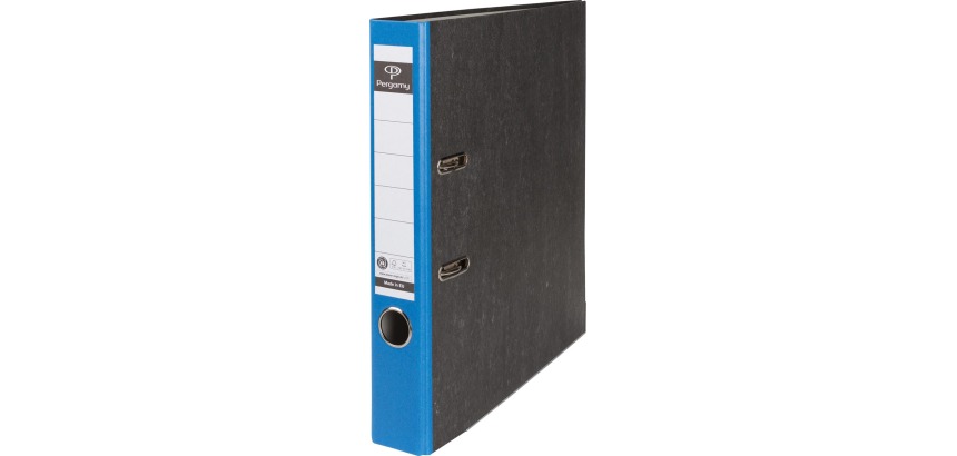 Pergamy classeur, pour ft A4,en carton, dos de 5 cm, marbré, bleu