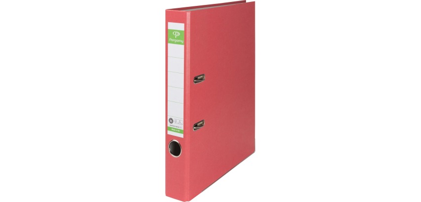 Pergamy binder, for A4 size, in Recycolor paper, 5 cm spine, red