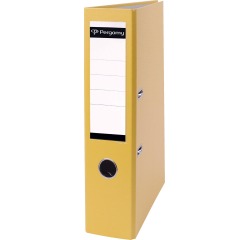 Pergamy classeur, pour ft A4, en carton recouvert de PP, sans bord de protection, dos de 7,5 cm, jaune