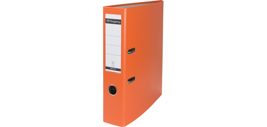Pergamy classeur, pour ft A4, en carton recouvert de PP, sans bord de protection, dos de 7,5 cm, orange