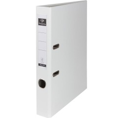 Pergamy classeur, pour ft A4, en carton recouvert de PP, sans bord de protection, dos de 5 cm, blanc