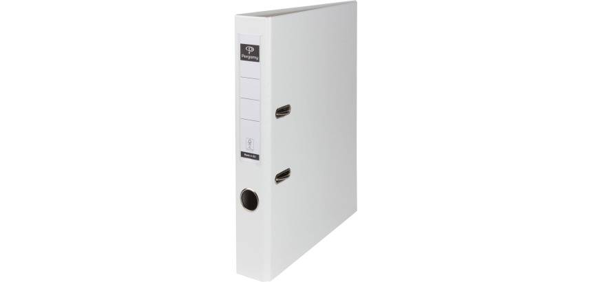 Pergamy ordner, voor ft A4, uit PP en papier, zonder beschermrand, rug van 5 cm, wit