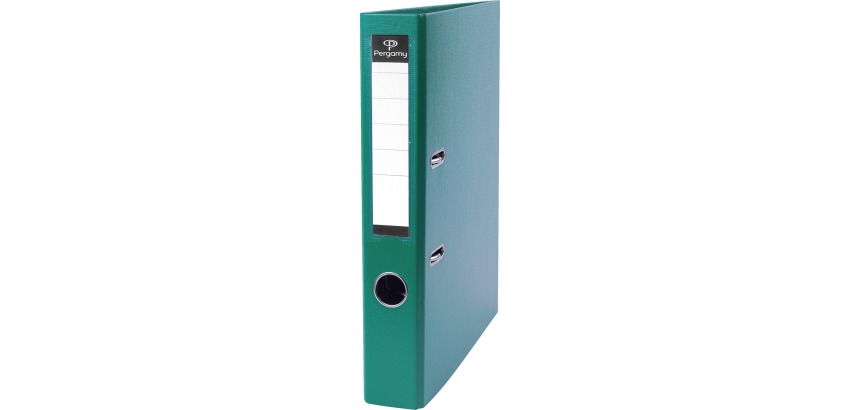 Pergamy ordner, voor ft A4, uit PP en papier, zonder beschermrand, rug van 5 cm, groen