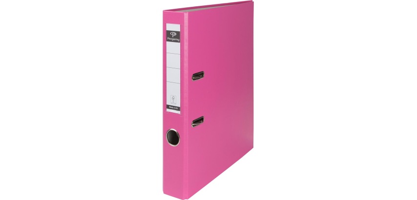 Pergamy file, for A4 size, made of cardboard covered with PP, without protective edges, 5 cm spine, pink