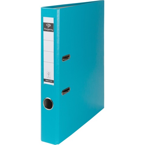 Pergamy classeur, pour ft A4, en carton recouvert de PP, sans bord de protection, dos de 5 cm, turquoise