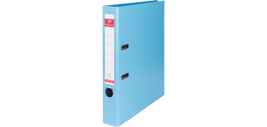 Pergamy binder, for A4 size, entirely in PP, 5 cm spine, light blue