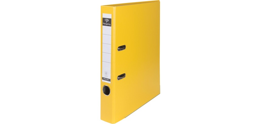 Pergamy classeur, pour ft A4, en carton recouvert de PP, avec bord de protection, dos de 5 cm, jaune