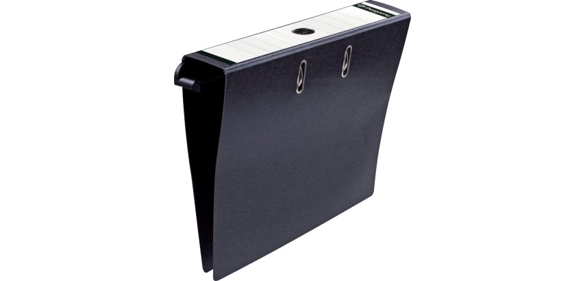 Pergamy hanging file, A4 size, 2 pockets, cardboard, 8 cm spine, black