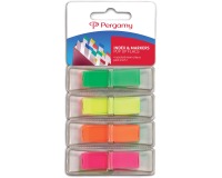 Pergamy index ft 45 x 12 mm, blister met 4 geassorteerde neonkleuren, met dispenser