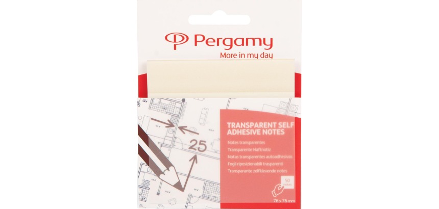Pergamy notes transparentes, ft 76 x 76 mm, 50 feuilles, blanc