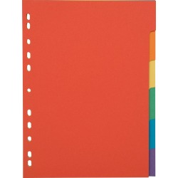 Pergamy tabbladen, ft A4, uit karton, 6 tabs, 11-gaatsperforatie, in geassorteerde kleuren