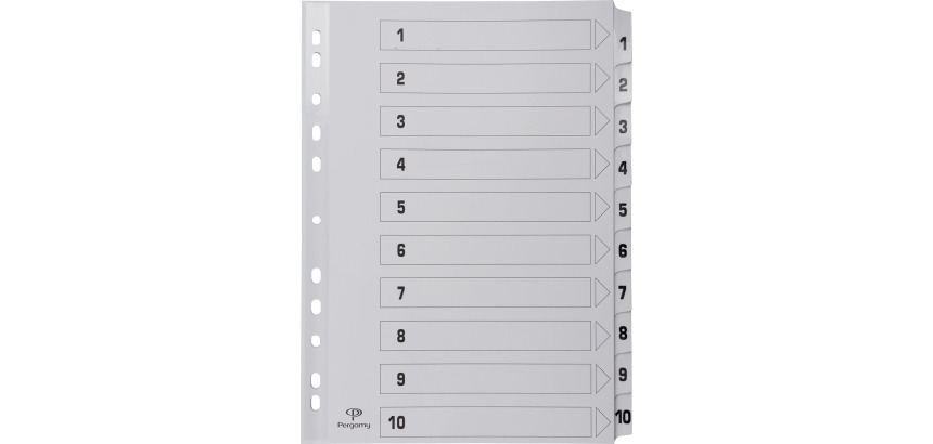 Pergamy intercalaires avec page de garde, ft A4, perforation 11 trous, carton, set 1-10
