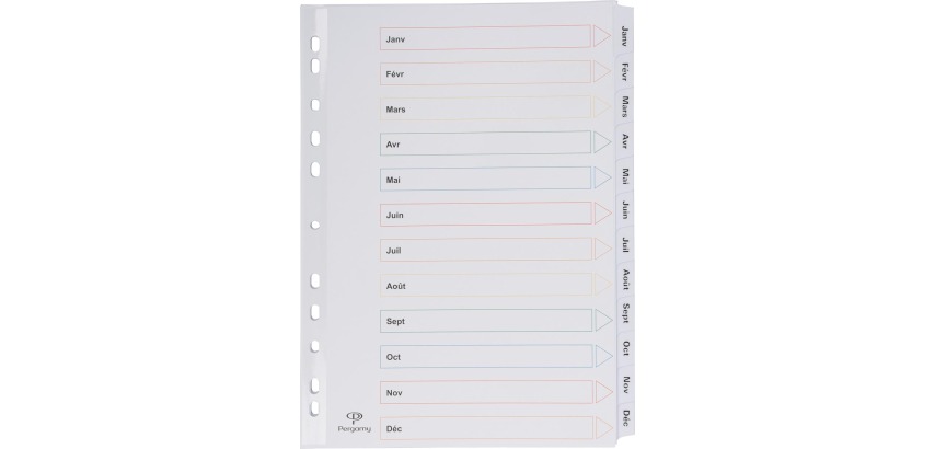 Pergamy Register mit Deckblatt, Format A4, 11-Loch-Lochung, Januar-Dezember