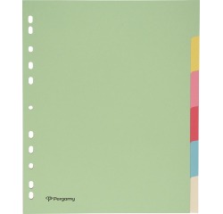 Pergamy tabbladen ft A4 maxi, 11-gaatsperforatie, karton, geassorteerde pastelkleuren, 6 tabs