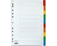 Pergamy intercalaires avec page de garde, ft A4, perforation 11 trous, couleurs assorties, 10 onglets
