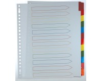 Pergamy intercalaires avec page de garde, ft A4, perforation 11 trous, couleurs assorties, 12 onglets