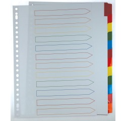 Pergamy tabbladen met indexblad, ft A4, 11-gaatsperforatie, geassorteerde kleuren, 12 tabs