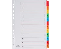 Pergamy intercalaires avec page de garde, ft A4, perforation 11 trous, couleurs assorties, set 1-12