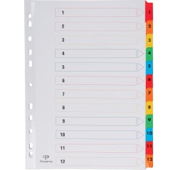 Pergamy intercalaires avec page de garde, ft A4, perforation 11 trous, couleurs assorties, set 1-12