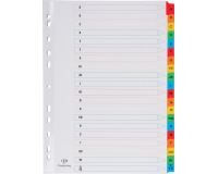 Pergamy intercalaires avec page de garde, ft A4, 11 trous, couleurs assorties, A-Z 20 avec onglets
