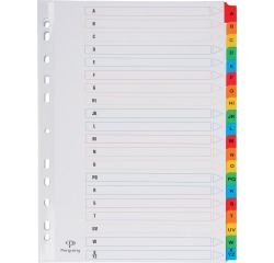 Pergamy tabbladen met indexblad, ft A4, 11-gaatsperforatie, geassorteerde kleuren, A-Z 20 met tabs