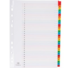 Pergamy intercalaires avec page de garde, ft A4, perforation 11 trous, couleurs assorties, set 1-31