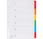 Pergamy intercalaires avec page de garde, ft A4, perforation 11 trous, couleurs assorties, 6 onglets