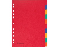 Pergamy intercalaires ft A4, perforation 11 trous, carton solide, couleurs assorties, 10 onglets