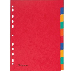 Pergamy intercalaires ft A4, perforation 11 trous, carton solide, couleurs assorties, 10 onglets
