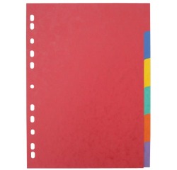 Pergamy tabbladen ft A4 maxi, 11-gaatsperforatie, stevig karton, geassorteerde kleuren, 6 tabs
