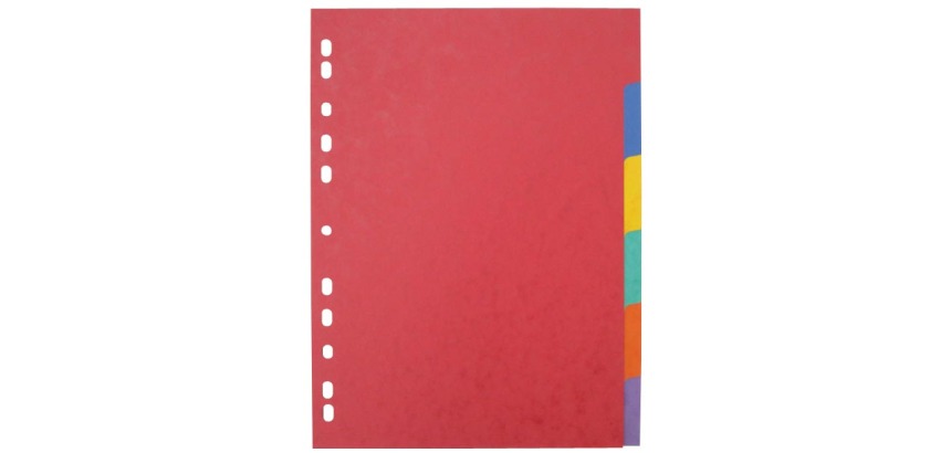 Pergamy intercalaires ft A4 maxi, perforation 11 trous, carton solide, couleurs assorties, 6 onglets