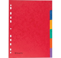Pergamy intercalaires ft A4, perforation 11 trous, carton solide, couleurs assorties, 6 onglets