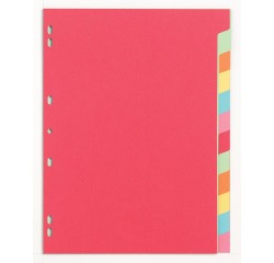 Pergamy tabbladen ft A4, 11-gaatsperforatie, extra sterk karton, geassorteerde kleuren, 12 tabs