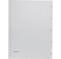 Pergamy intercalaires, ft A4, perforation 23 trous, PP gris, set 1-5