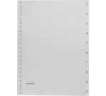 Pergamy tabbladen, ft A4, 23-gaatsperforatie, grijze PP, set 1-10